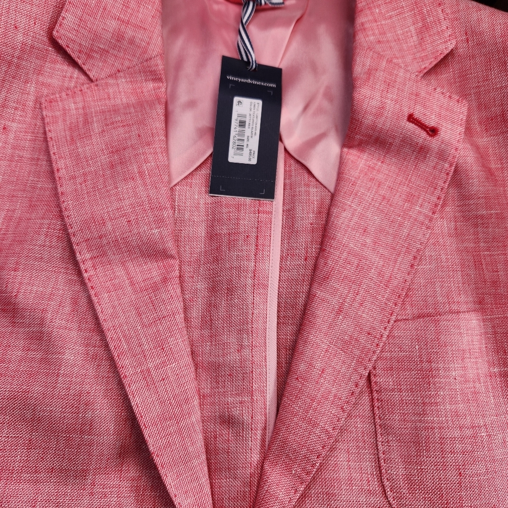 🔥BRAND NEW 🔥Vineyard Vines Pink Textured Linen-Blend Blazer
